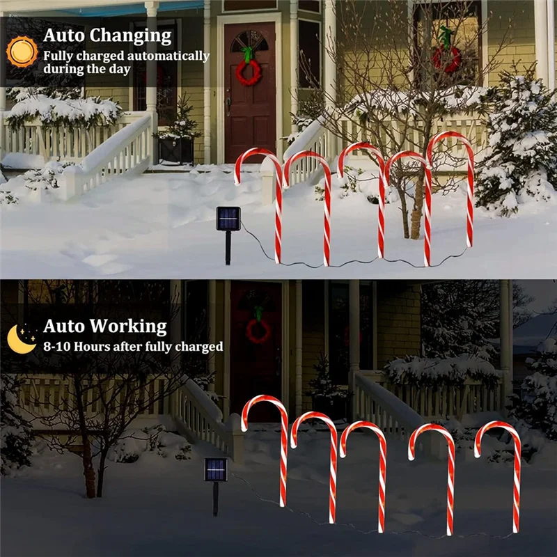 GYTB-Solar Christmas Candy Cane Lights Outdoor Christmas Decorations Waterproof Pathway Lights Garden Lights