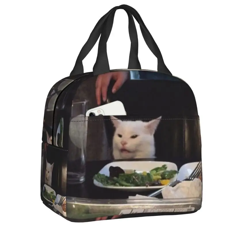 Insalata Cat Meme borse per il pranzo isolate per le donne Resuable Thermal Cooler Food Lunch Box Kids School Children