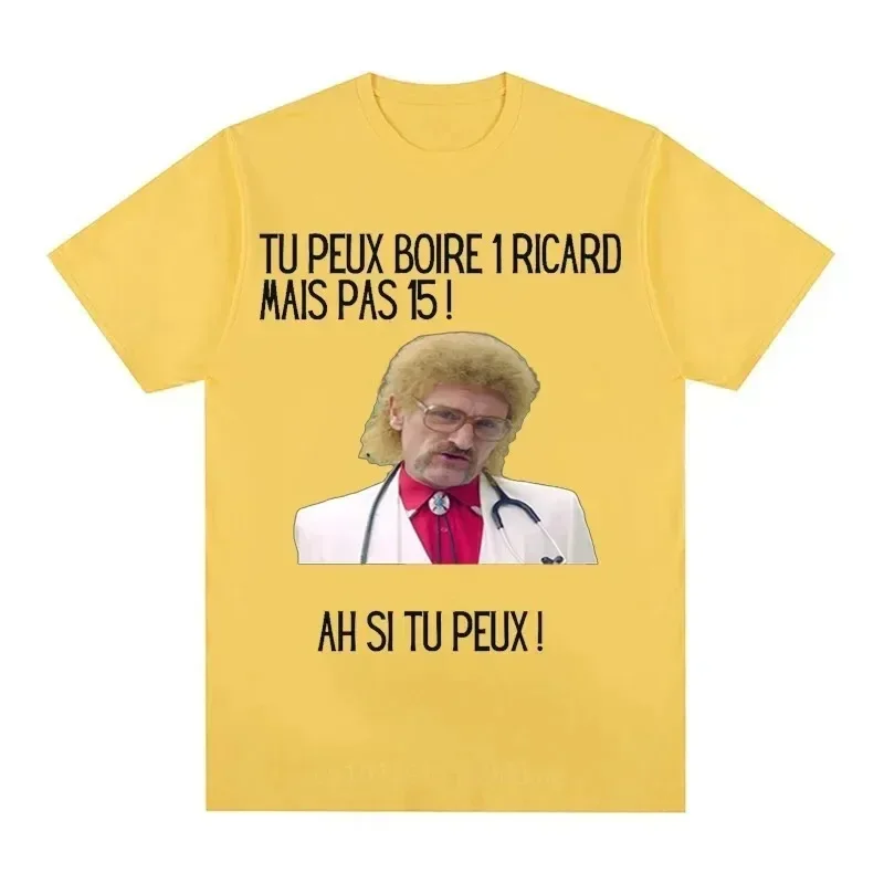 Men Print You Can Drink A Ricard But Not 15 Graphic Black Classic Tops Funny Cotton T-shirt Summer Short Sleeve Premium Tees