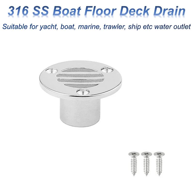 

Compact Boat Floor Deck Drain ∅22mm ∅25mm 316 SS Water Outlet for Yacht Trawler Marine Drainage Hardware Replacement Accessories