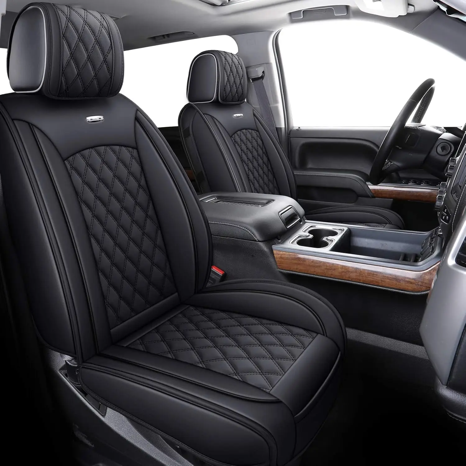 

Universal Truck Seat Covers Full Set Waterproof Leather Protectors for Pickup Models 2007-2026