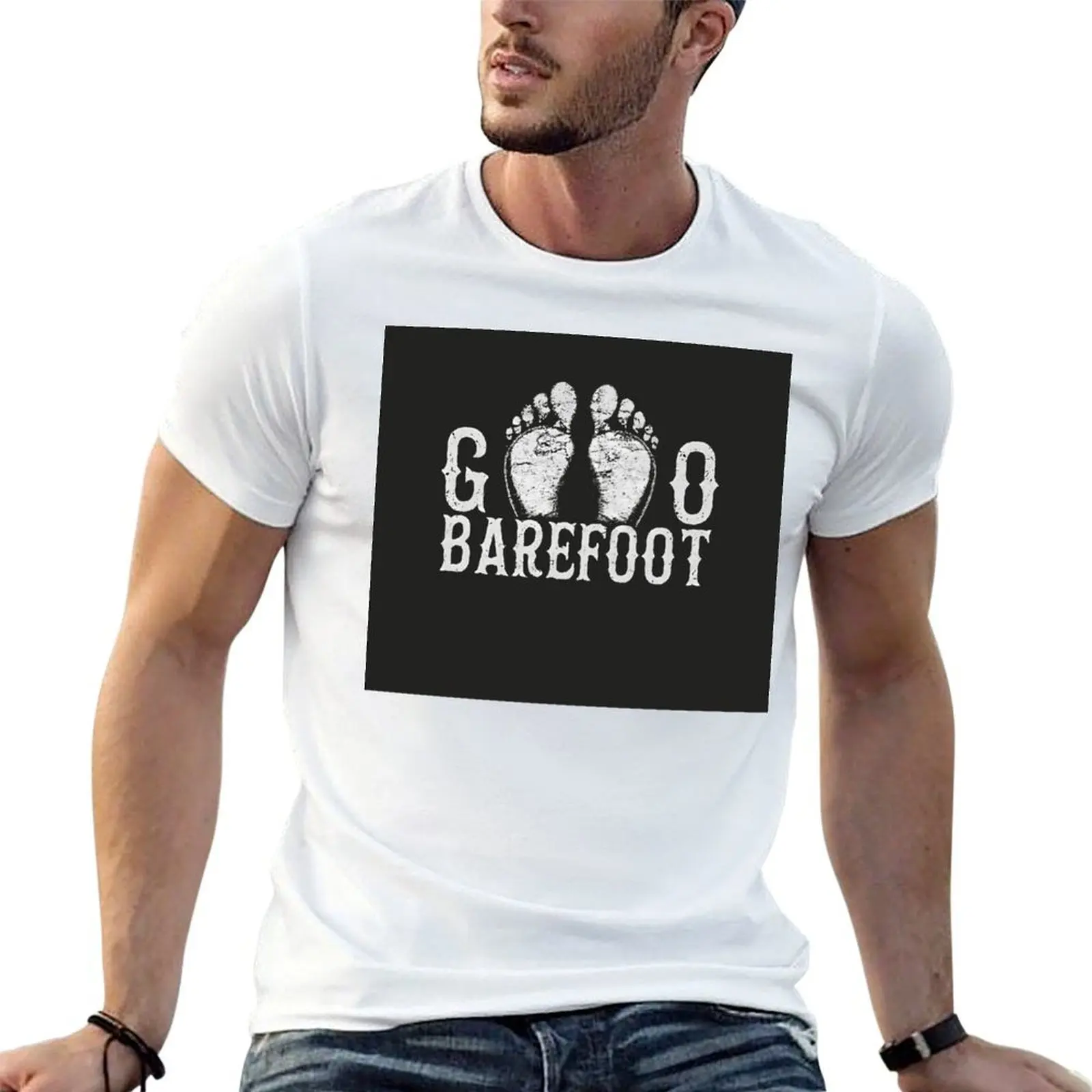 

Go Barefoot T-Shirt cotton t shirts man 100% man graphic t shirt T-Shirt