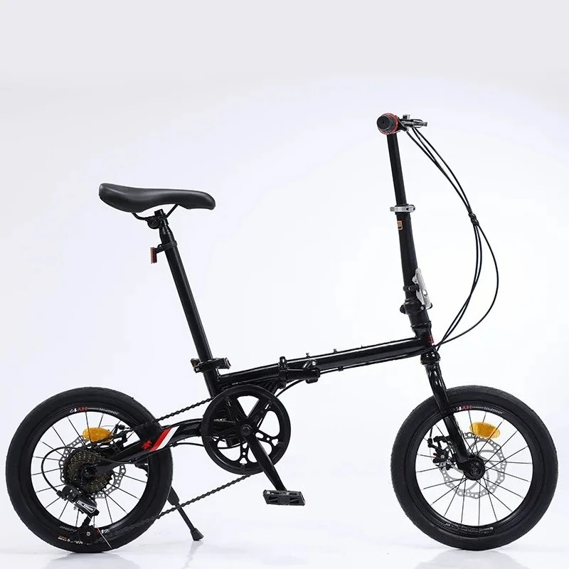 Portable 16 Inch Folding Small Wheel Bicycle, Adult Speed Bike with Disc Brake for Men and Women, Outdoor Riding