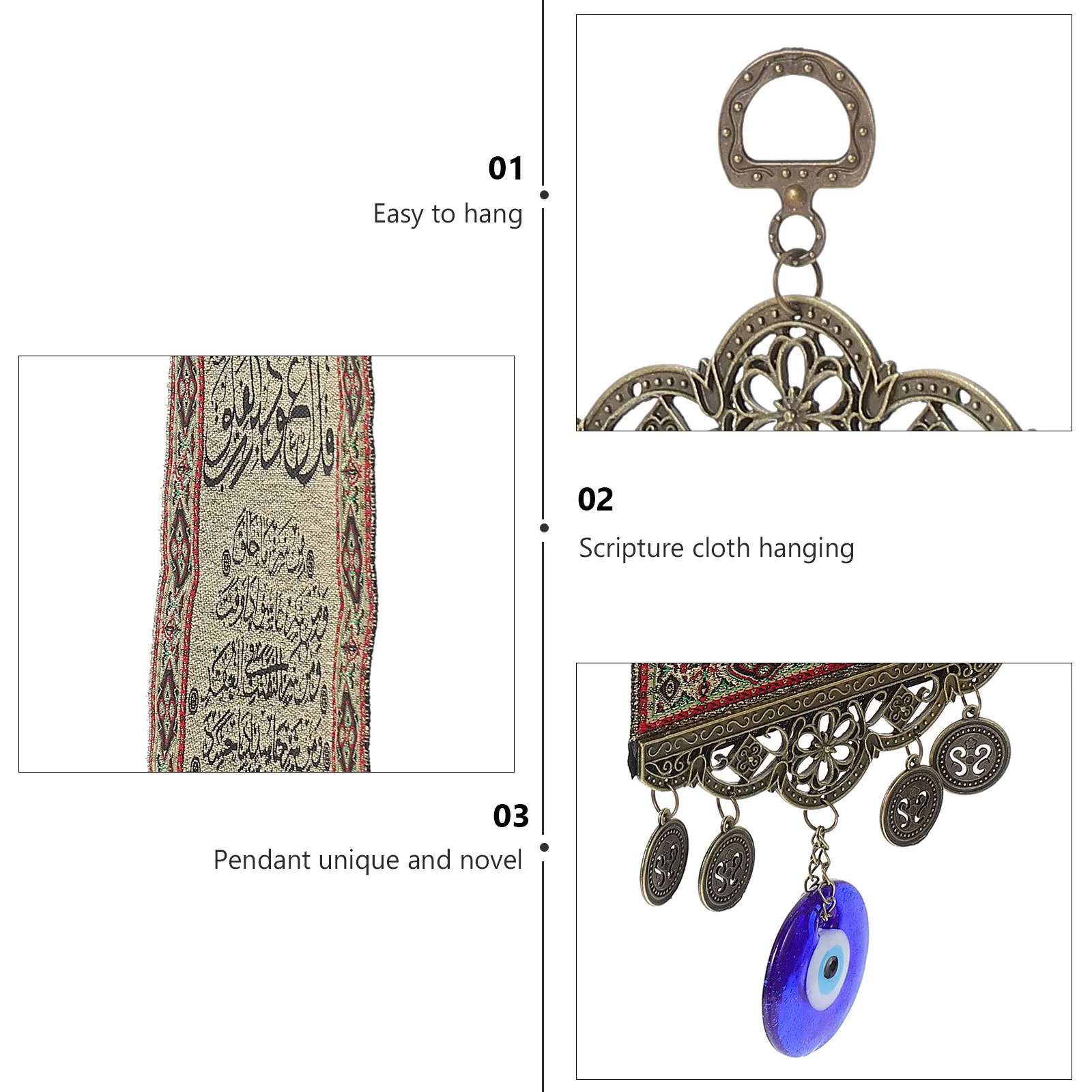 

Blue Eye Scripture Cloth Hanging Decor Fine Workmanship Bedroom Living Room Wall Decorative Pendant Scripture Hanging Decor