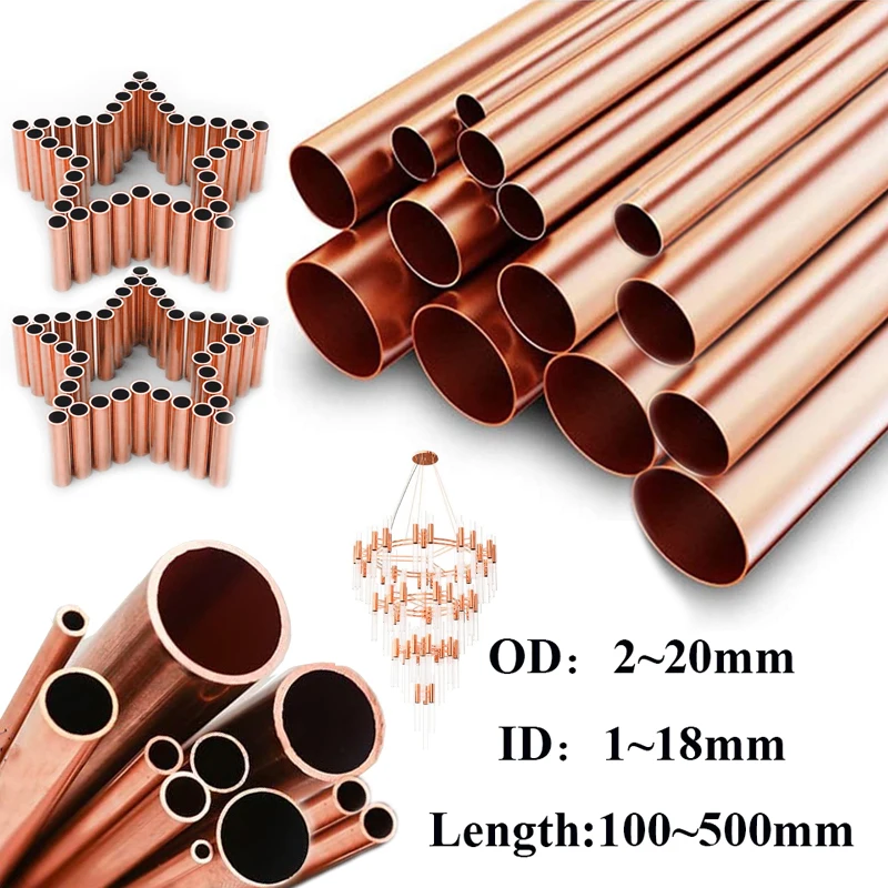 1pcs red copper pipe outer diameter 2~20mm inner diameter 1~18mm copper straight pipe copper metal pipe pipe length 100mm~500mm