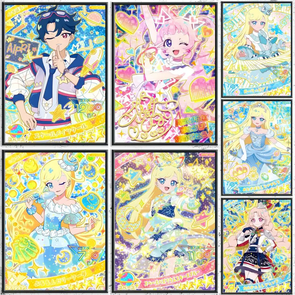Kinder-Anime-Poster „Himitsu no Aipuri“, HD, wasserfest, selbstklebende Wandkunst – für mehrere Szenen geeignet, Top-Geschenkidee