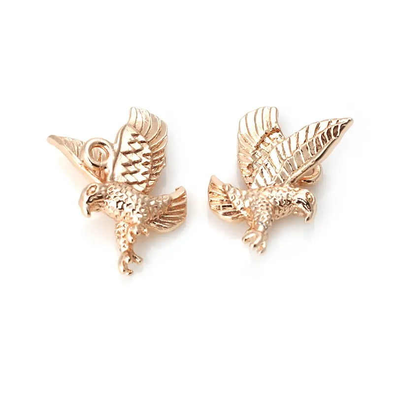 6PCS 11x17MM High Quality Champagne Gold Color Plated Brass Eagle Charms Pendants High Quality Diy Jewelry Accessories