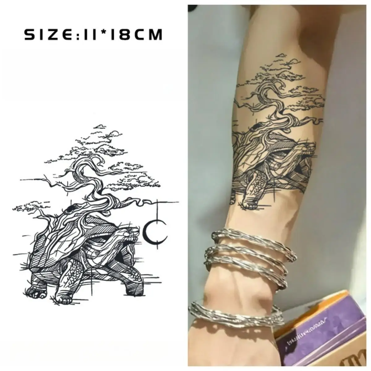 

Spiritual turtle ancient tree Temporary Tattoos,Tattoo Stickers,Waterproof Long-Lasting 15 Days,Semi-Permanent Fake Tattoo
