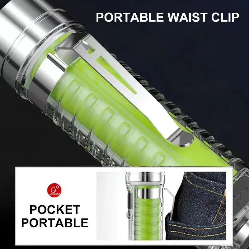 Multifunction Portable Torch Camping Lights USB C Rechargeable LED Flashlight LED MINI Keychain Light with Tail Magnet Uv Light