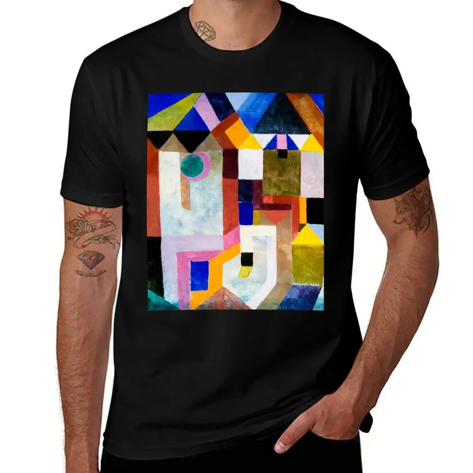 HD PAUL KLEE - Colorful Architecture T-Shirt cheap stuff vintage anime shirt korean fashion plain white t shirts men