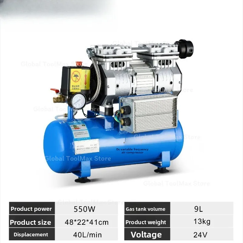 Multi-Voltage Mini Air Compressor 12V-60V DC Portable Oil-Free Pump for Tires Inflating