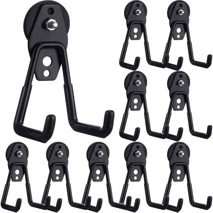 

10 Pcs Large Magnetic Hooks Heavy Duty Garage Magnet Hooks Strong Storage Utility Magnetic Hangers with Anti Slip Rubber Coating