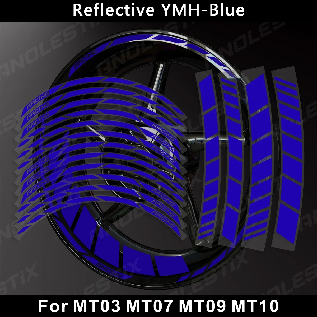 AnoleStix Reflective Motorcycle Wheel Sticker Hub Decal Rim Stripe Tape For YAMAHA MT03 MT07 MT09 MT10