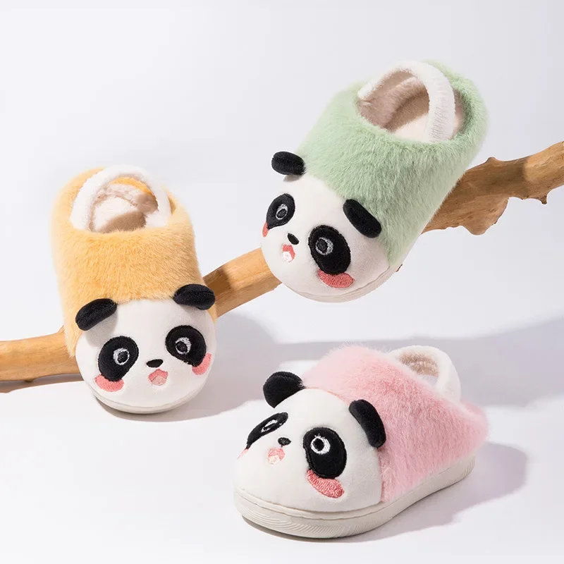 

Children's Plush Slippers Cartoon Panda Winter Shoes for Boys Warm Fluffy Kids Causal Girls Cute Cotton Slippers Home Soft Soled