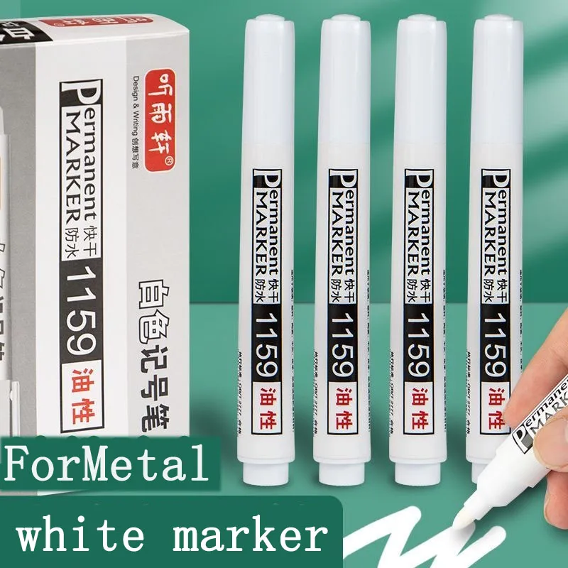 

For Metal Metallic Pen Craftwork Supplies 2pcs/Lot Waterproof Oil Permanent Marker Pens White Color Painting Drawing Pen Set