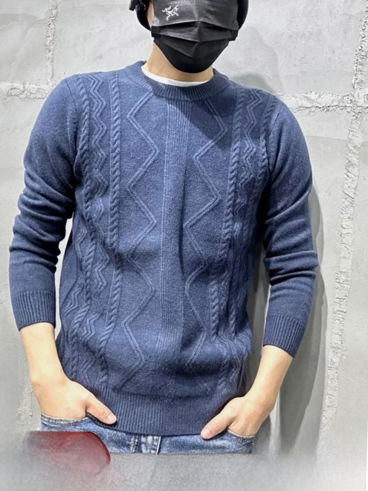 

Мягкий уютный высококачественный вязаный свитер в стиле ретро с круглым вырезом и длинными рукавами, модный городской стиль для мужчин и женщин