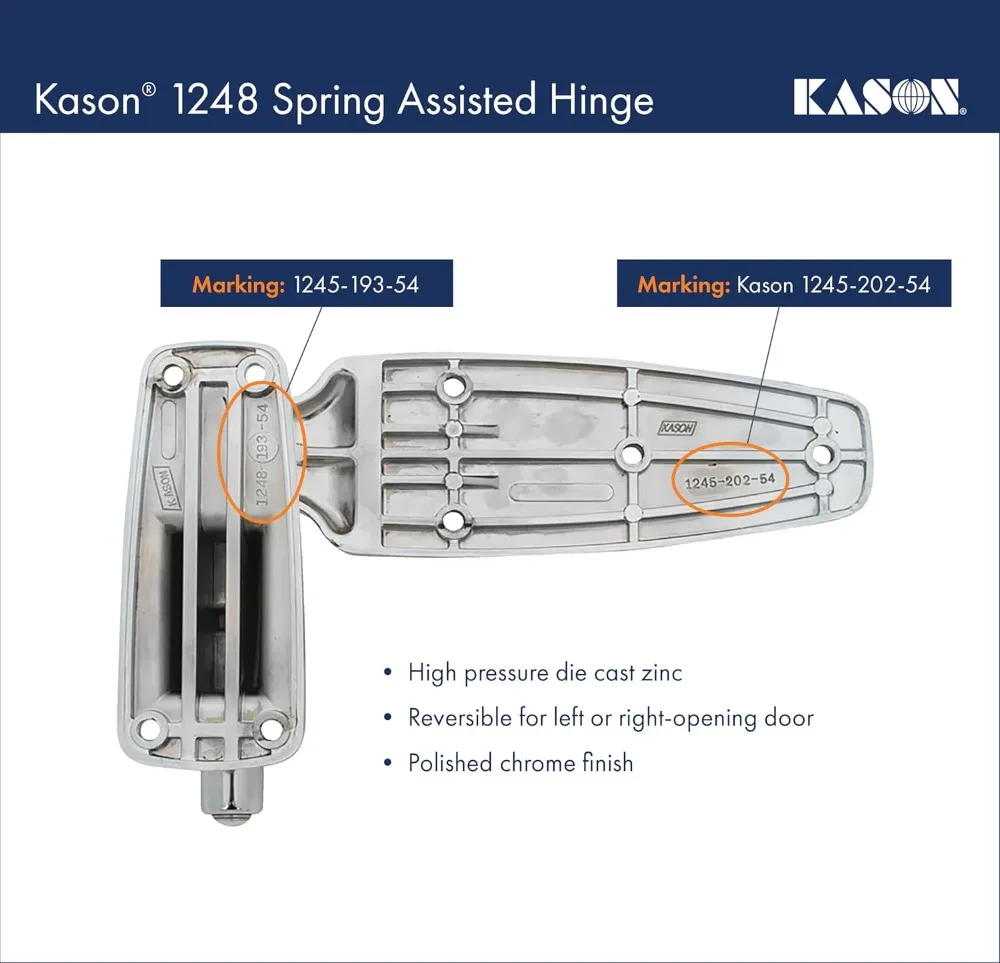 

Heavy Duty Spring Hinge for Walk-in Doors, Pack of 2, Flush Offset Design with High-Lift Cam