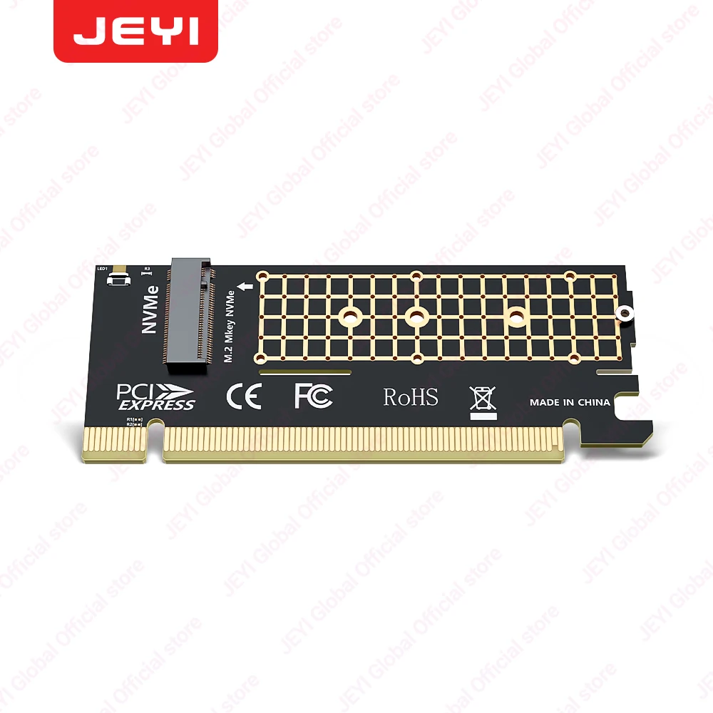 JEYI M.2 NVMe naar PCIe 4.0 X16 adapterkaart, ondersteunt 64Gbps & 4TB SSD-snelheid, compatibel met 2280/2260/2242/2230 NVMe SSD's