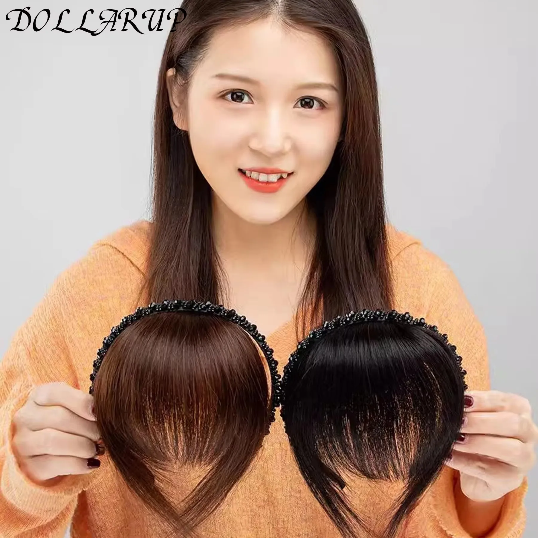 

JKL Braid Headband Bangs Synthetic Bangs Hair Extension Fake Fringe Natural Hair Clip on Hairpieces for Women Invisible Natural