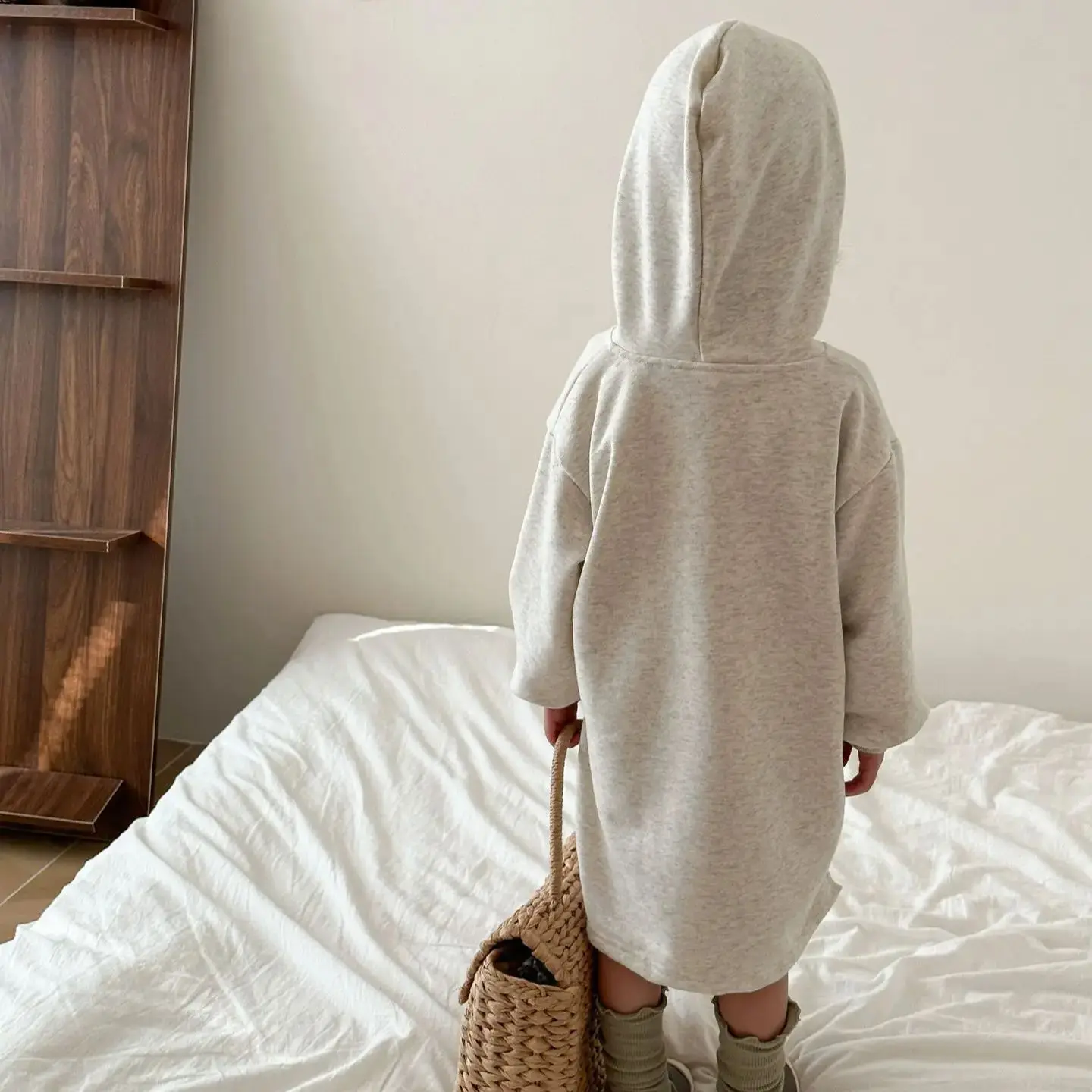 Cute Fashion Toddler Girls Clothes Autumn Baby Long Sleeve Cherry Hooded Dress For Kids Casual Sweatshirt Dress Sister Outfits