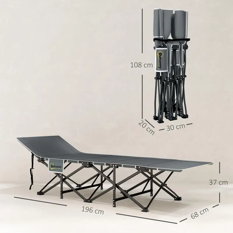 Immagine 4: Outsunny Letto da Campeggio Portatile, Materasso Resistente, Nero, Facile da Trasportare