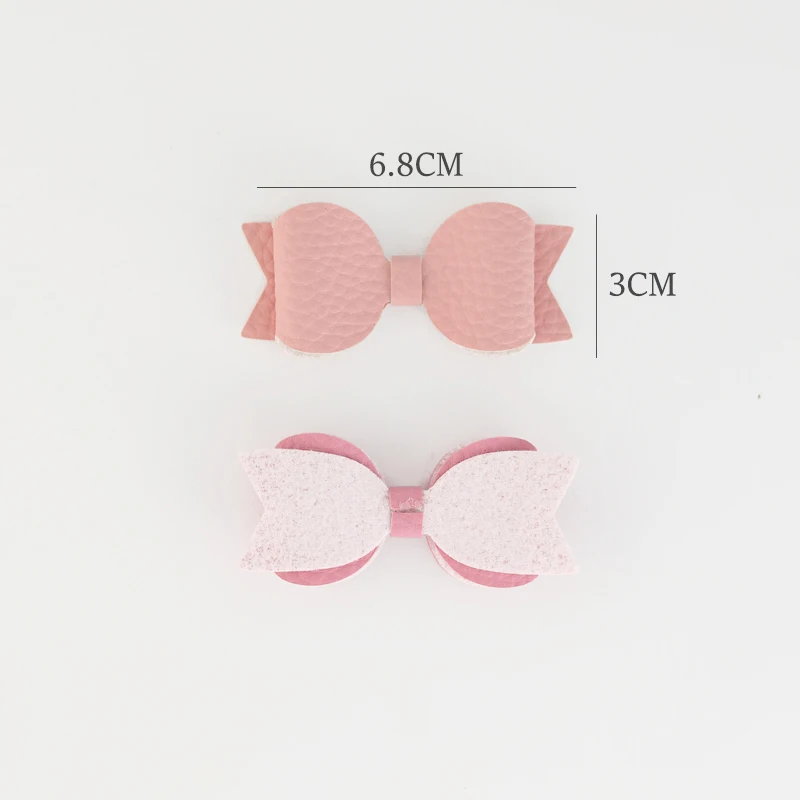 5PCS 68*30mm Single Layer Bow Litchi Leather For Clothes Hat Shoes Sewing Headwear Home Decoration Bow Ornament DIY Accessories