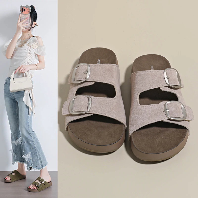 Casual Women One Band Slides Summer Soft Rubber Slippers Wear Resistant Sandals for Daily Walking view 5