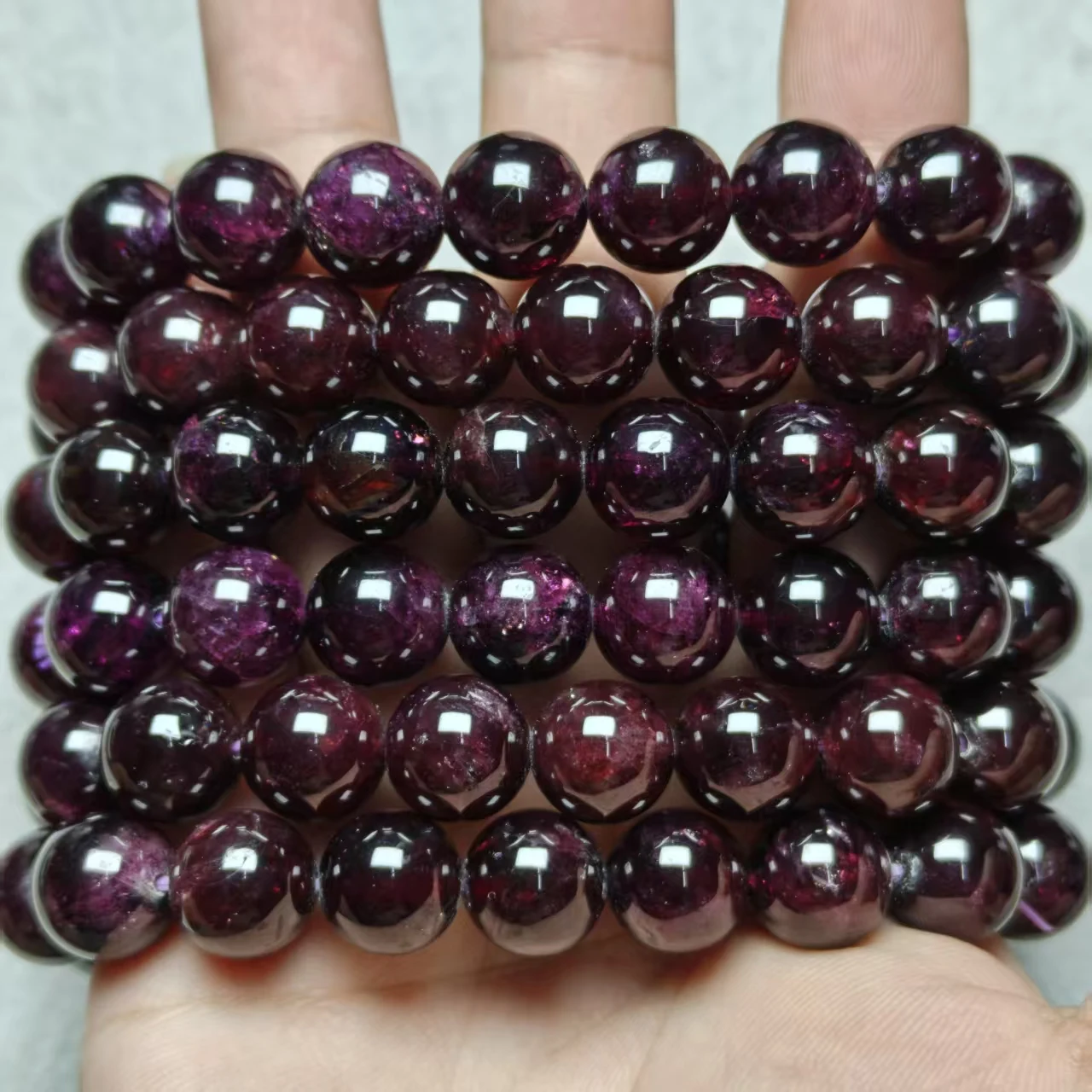 Xingyu Natürliche Brasilianische TOP Lila Zahn-Lila Granat Glatte Runde Perlen für Schmuckherstellung, Design, Armband, Halskette, Geschenk – Detail 4