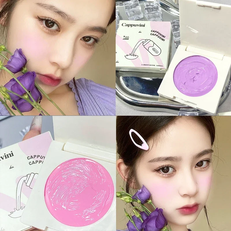 Multifunctional Makeup Cream Blush & Eyeshadow Face Blusher Purple Pink Rouge Contouring Makeup Long Lasting Easy To Color Blush