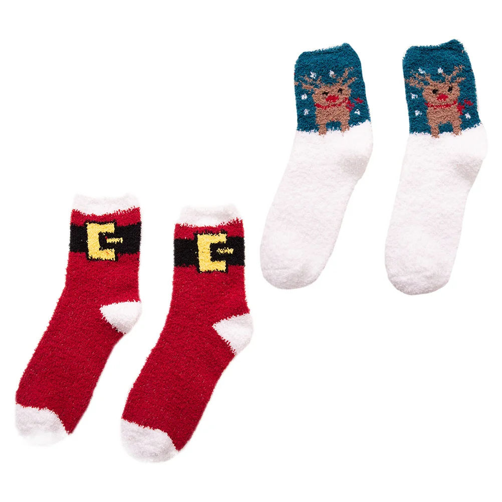 

2 Pairs Warm Women Floor Christmas Winter Socks Winter Soft Women Warm Socks Material Breathing Comfortable Gifts