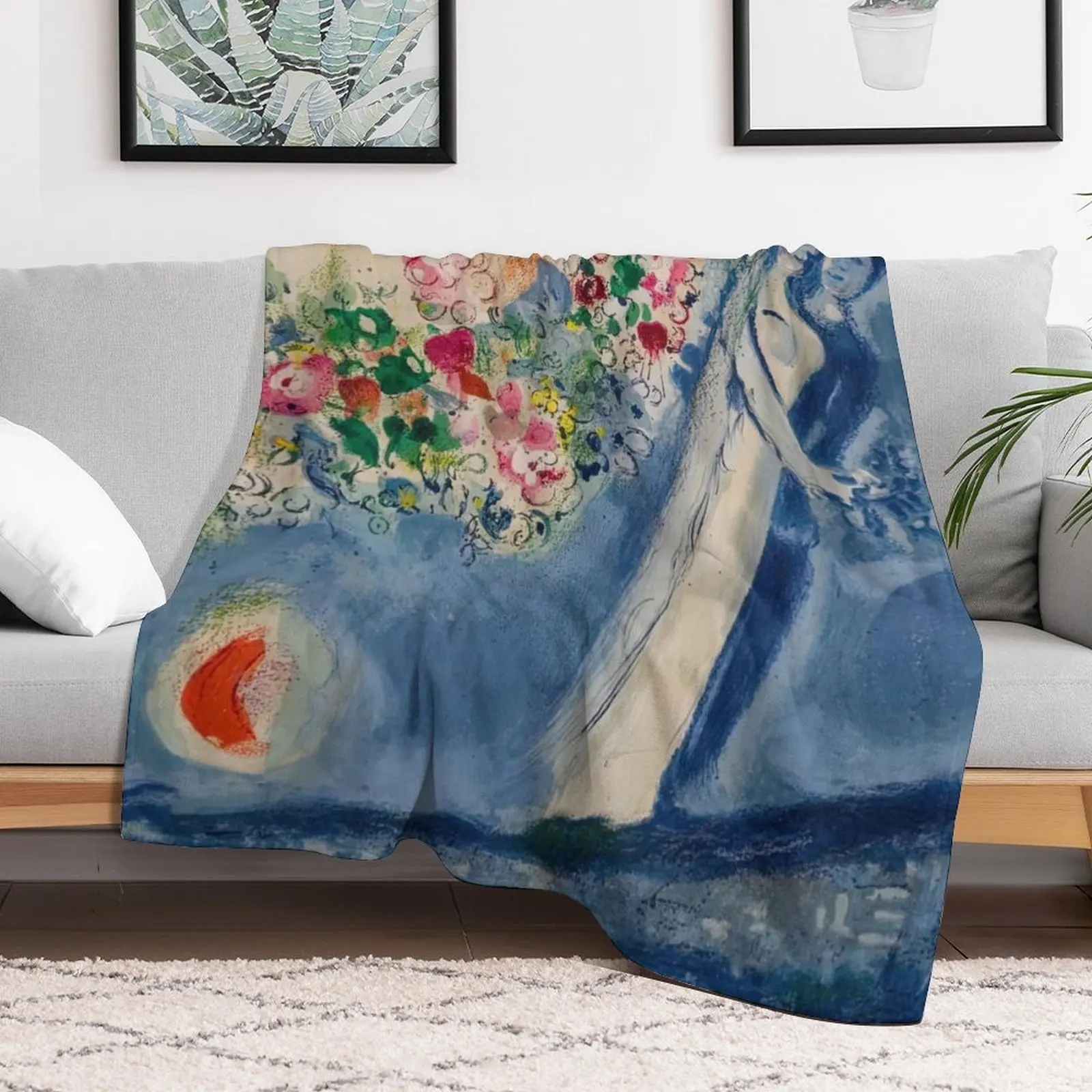 Lovers in the Sky of Nice by Marc Chagall Throw Blanket Beautifuls Cute Blankets