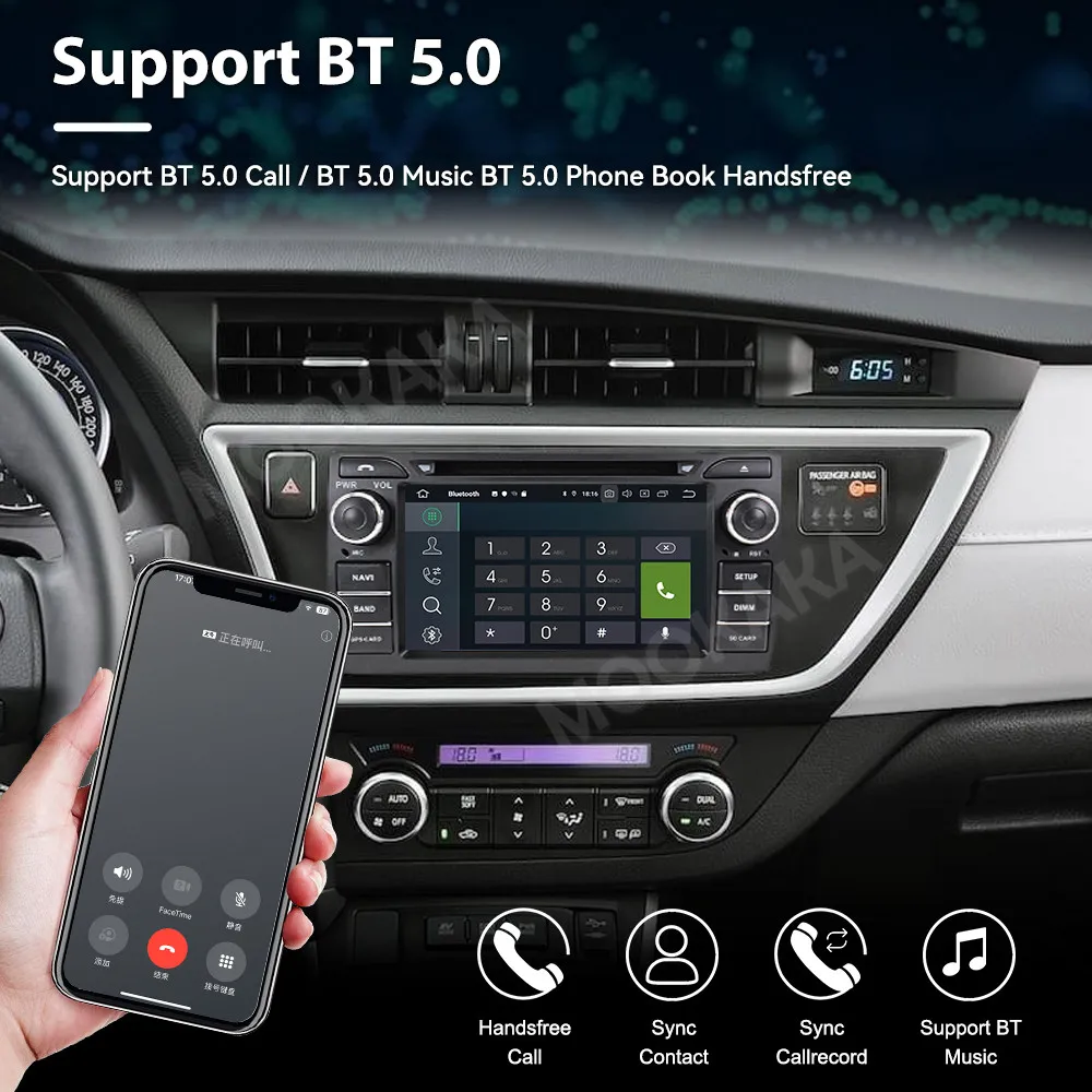 Autozubehör Radio für Toyota AURIS 2013-2015 Android Auto GPS-Navigation Multimedia-Stereo-Receiver Head Unit Offline-Karten
