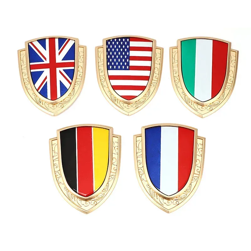

3D Metal Car Sticker Italy France Germany England America Flag Emblem Badge Decals