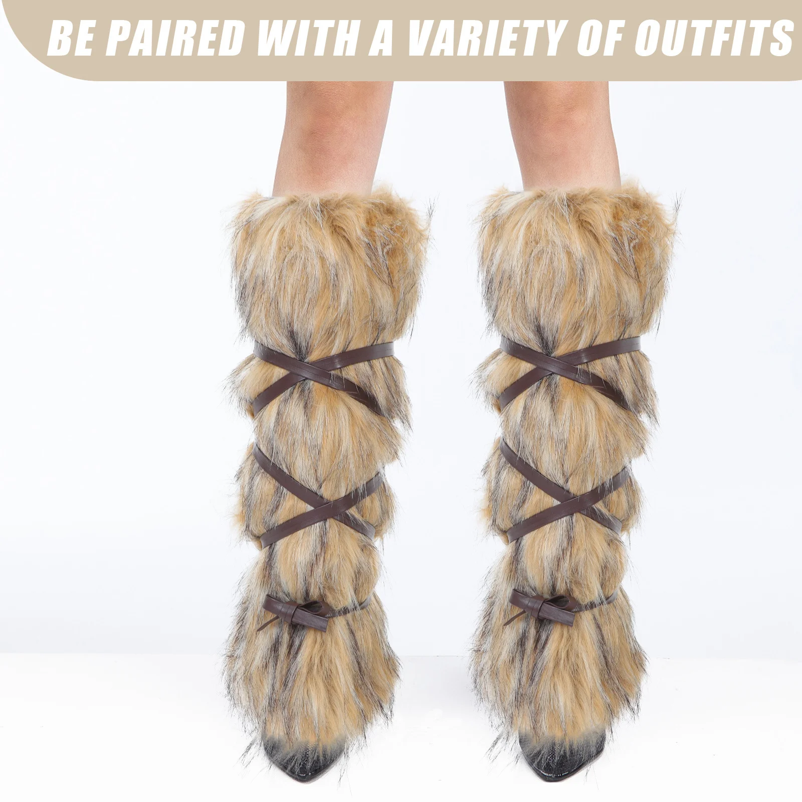 1 Pair Viking Style Faux Leg Warmers Cuffs For Women Men Winter Boot Cosplay Accessory Festival Costume Medieval Gear