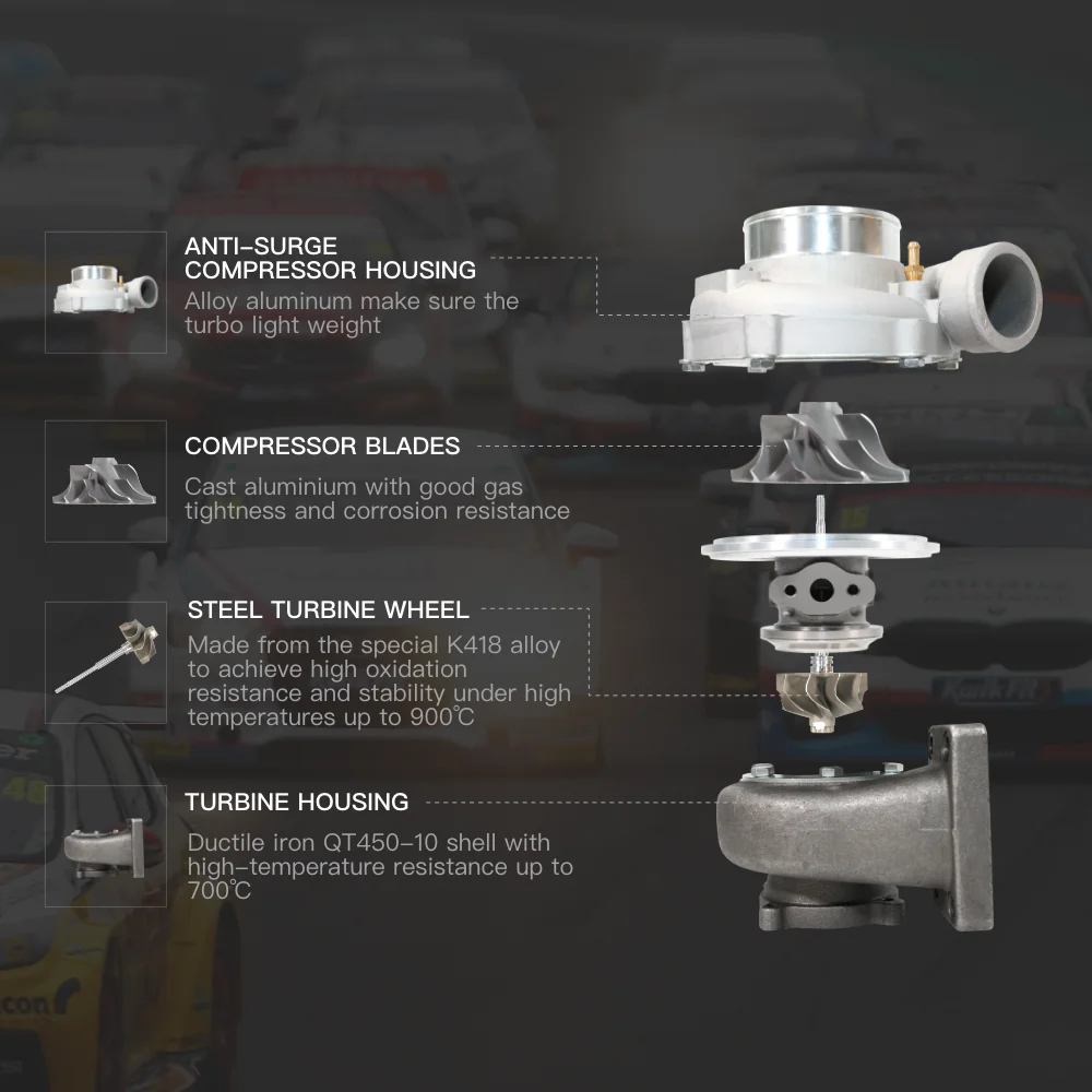 Universal Anti Surge GT3582 GT35 Turbo A/R 0 .63 0.7 Housing Turbocharger up to 600HP 4 Bolt Turbolader