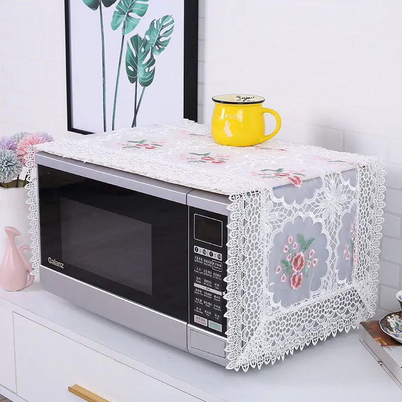 35x100cm Embroidery Dust Proof Covers Microwave Oven Washing Machine Refrigerator Multi-function Nordic Floral Home Decoration