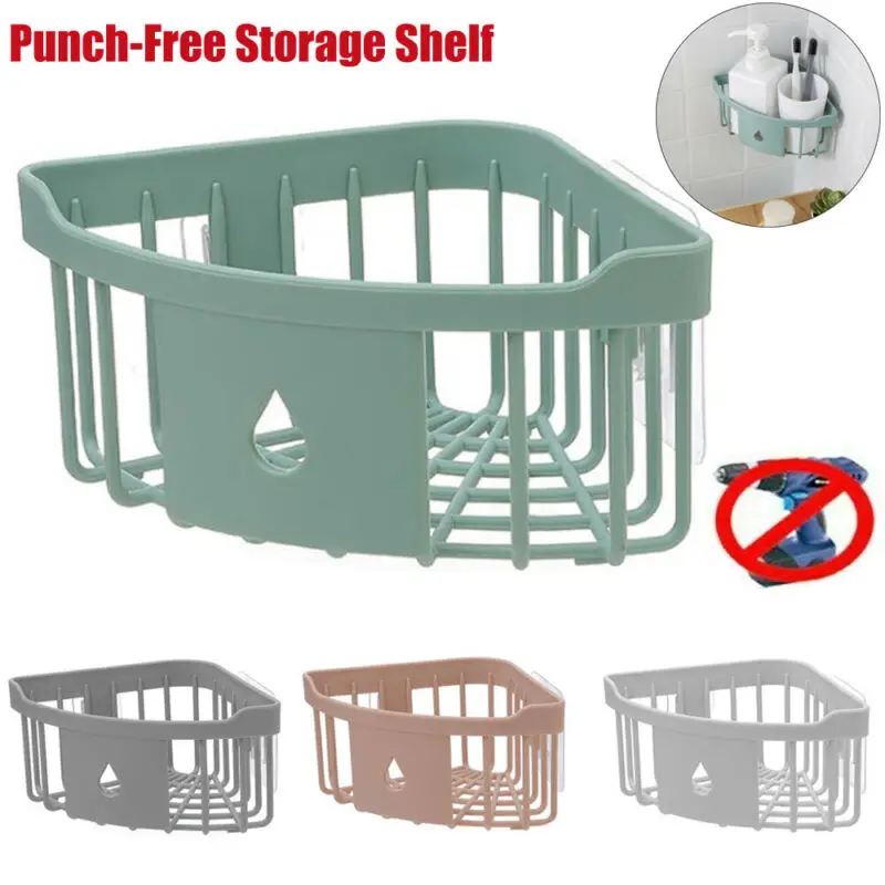 Kitchen Free Hole Shelf Bathroom Bathtub Wall Mounted  Storage Rack Organizer  Accessories Shower  Corner