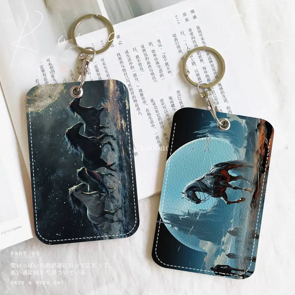 شعبية بسيطة الحيوانات الحصان الحظ مكتب التموين الرجال والنساء بطاقة الائتمان Keyrings بطاقة الطالب حامل بطاقة الهوية بطاقة الاعتماد #2