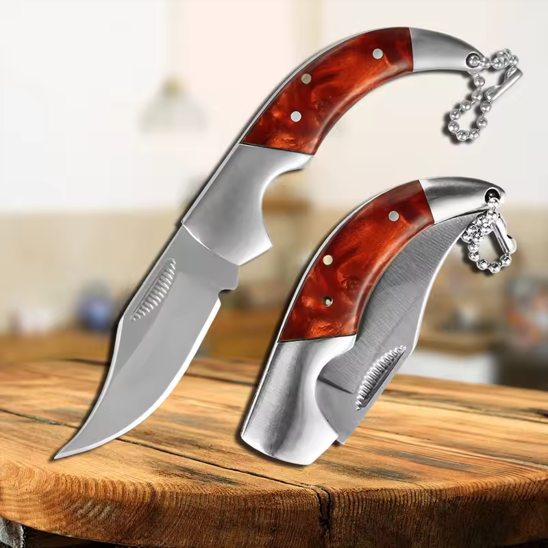 Stainless Steel Folding Knife Camping Knife Barbecue Praing Unpacking Pocket Knife Key Chain Outdoors Fishing Mini Utility Knife
