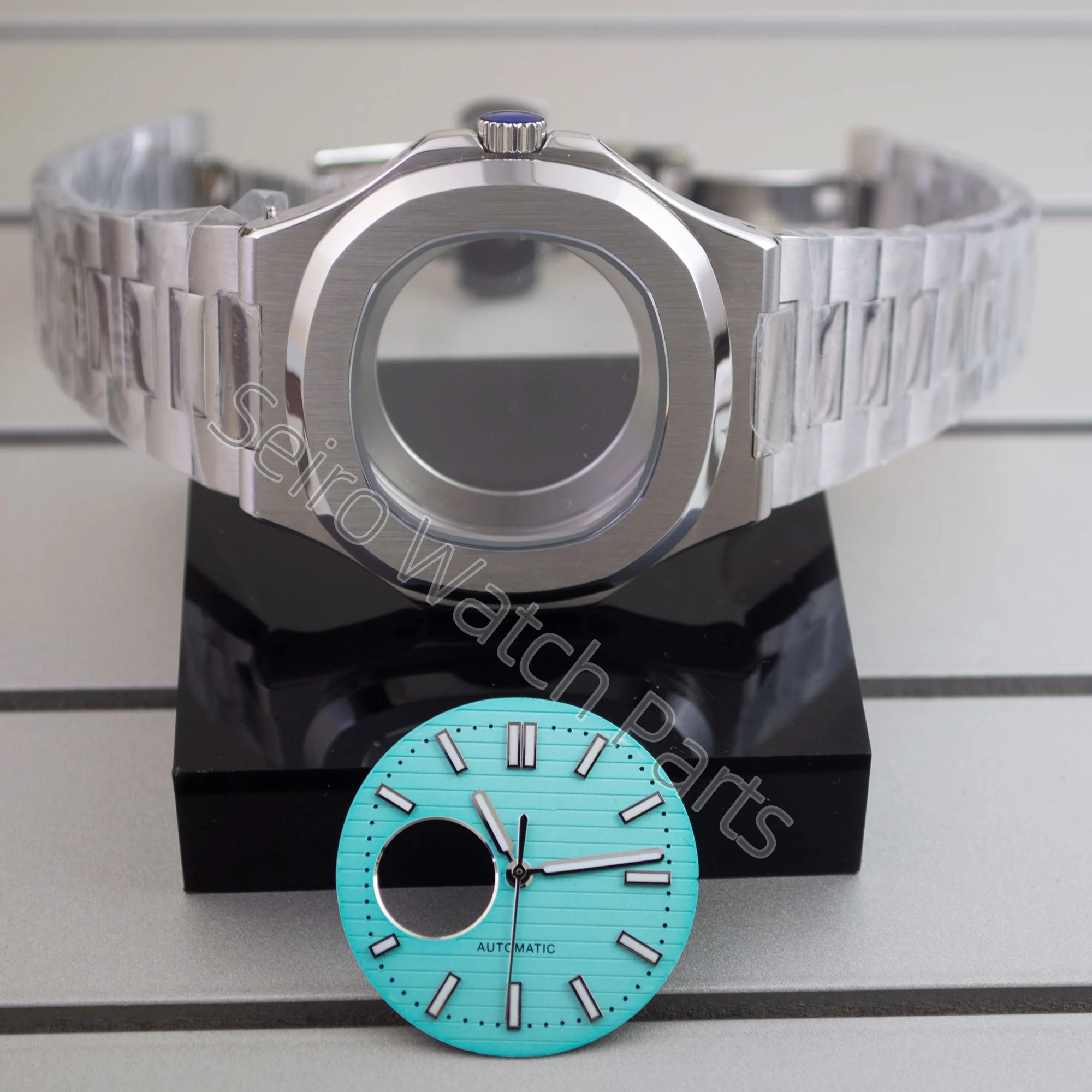 41mm PVD black/rose gold/silver watch case square strap 316L steel sapphire for nautilus nh35 nh36 nh38 movement 30.5mm dial