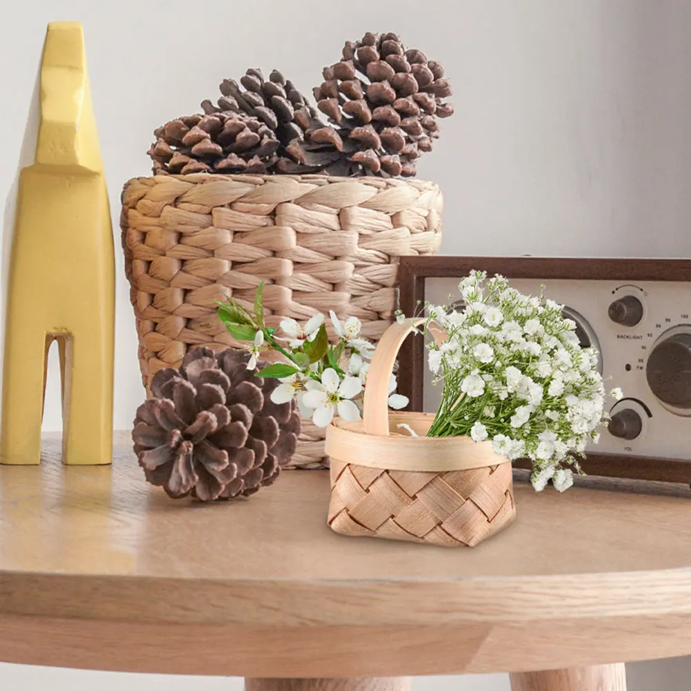 3pcs Mini Woven Small Candy Baskets Decorative Storage Baskets Handmade Portable Basket For Home Wedding Party Unique Rattan