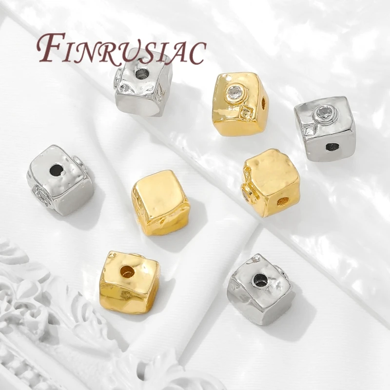 8 مللي متر مربع خزر عازل 18K مطلية بالذهب أساور الخرز ، فاصل للخرز ، قلادة مجوهرات اكسسوارات