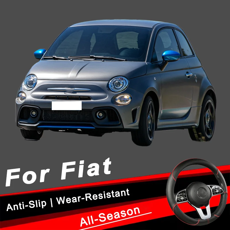 

For Fiat Series 38cm Car Leather Steering Wheel Cover - Anti-Slip, Wear-Resistant, All-Season, Universal | Cubre Volante Auto