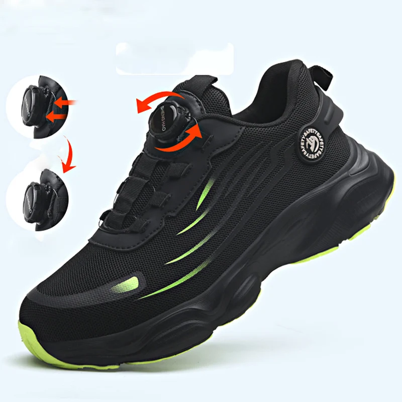Rotating Button Security Shoes Men Boots Composite Toe Anti-Smash Work Sneakers Anti-Puncture Work Safety Shoes Protection Boots