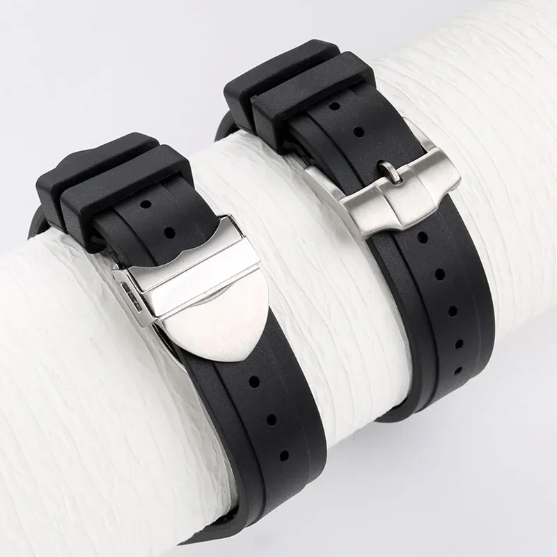 Convex Interface Silicone Watch Strap For Tudor Pelagos Tomahawk Series 25500 25600 Waterproof Rubber Watch Band Soft Black