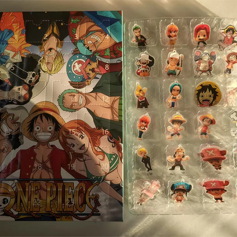 Calendario de Adviento de Navidad de una pieza acrílica 2D, día Fun24Days, caja ciega de cuenta regresiva de Halloween, colección de Anime, regalos de juguete, caja ciega