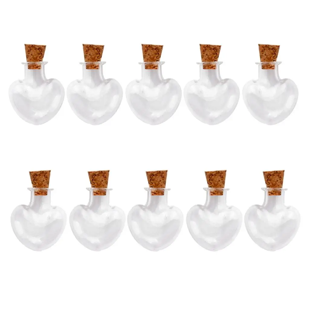 Clear Glass Cork Bottle Pendant Heart Shape Vial for Flower Petals Drift Bottles and Party Decor