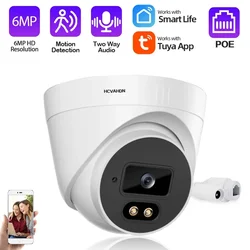 Tuya cámara domo de seguridad CCTV de visión nocturna a todo Color POE 6MP interior Smart Life cámara IP para el hogar sistema de videovigilancia 5MP