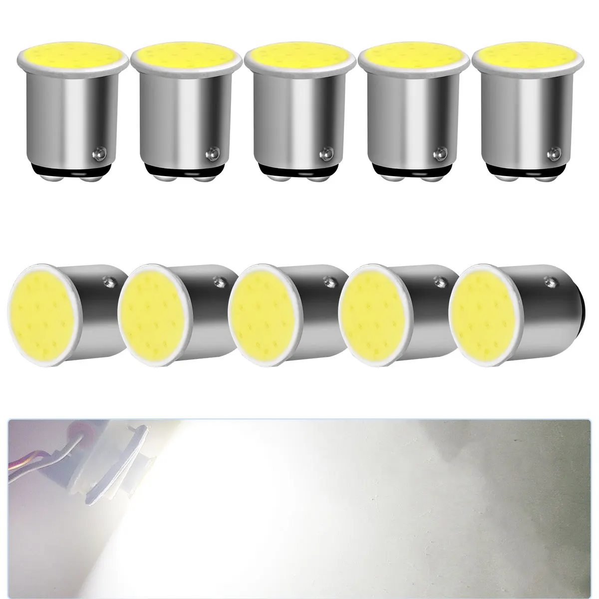 2/10/20/50pcs Powerful COB LED Small Bulbs 1156 BA5S P21W 1157 BAY15D P21/5W Car Turn Signal Brake Reverse Stop Backup Lights