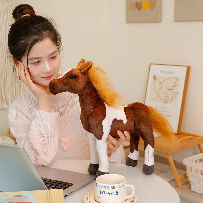 40/50cm Simulation Horse Plush Doll Pillow Brown Steed Spotted Horse Animal Stuffed Toy Home Decoration Gift For Boys And Girls